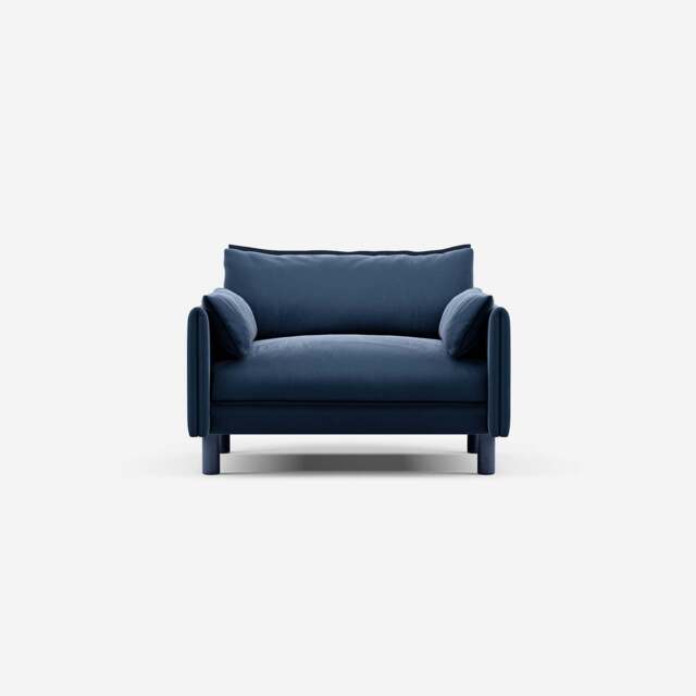 Cozy 1.5 Seater Sofa - Midnight Blue Velvet - image 1