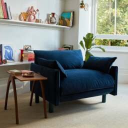 Cozy 1.5 Seater Sofa - Midnight Blue Velvet - thumbnail 2