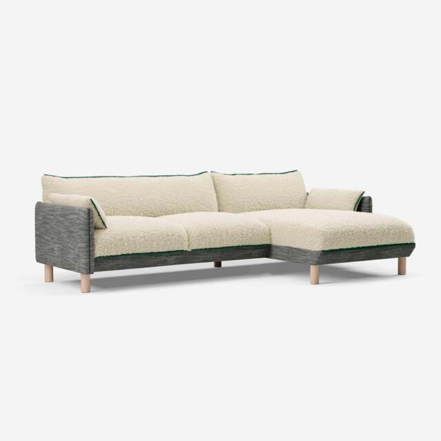 Cozy 4 Seater RH Chaise Sofa - Salt & Pepper Textured Weave - image 1