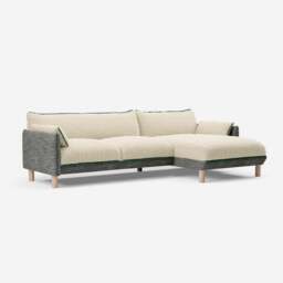 Cozy 4 Seater RH Chaise Sofa - Salt & Pepper Textured Weave - thumbnail 1