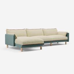Cozy 5 Seater LH Chaise Sofa - Sage Cotton