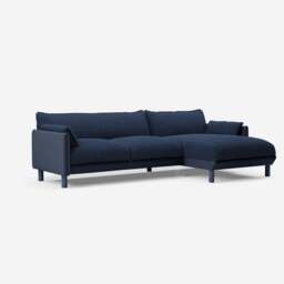 Cozy 4 Seater RH Chaise Sofa - Navy Cotton - thumbnail 1