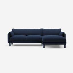 Cozy 4 Seater RH Chaise Sofa - Navy Cotton - thumbnail 3