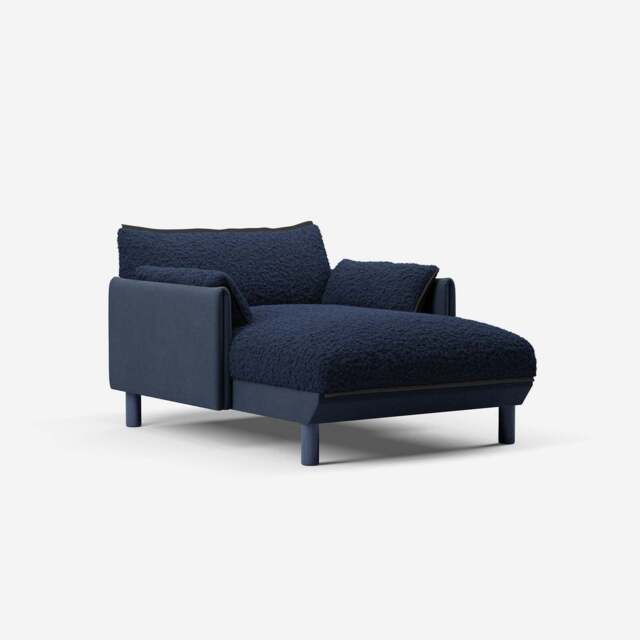 Cozy 1.5 Seater Chaise Sofa - Navy Cotton - image 1