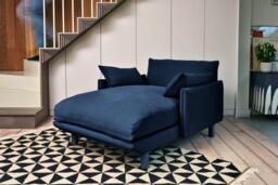 Cozy 1.5 Seater Chaise Sofa - Navy Cotton - thumbnail 6