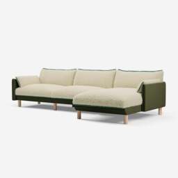 Cozy 5 Seater RH Chaise Sofa - Dark Green Velvet