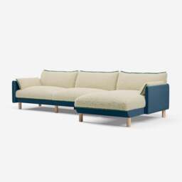 Cozy 5 Seater RH Chaise Sofa - Teal Velvet