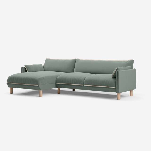 Cozy 4 Seater LH Chaise Sofa - Sage Cotton - image 1
