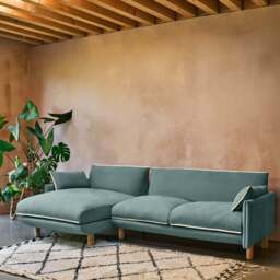 Cozy 4 Seater LH Chaise Sofa - Sage Cotton - thumbnail 2