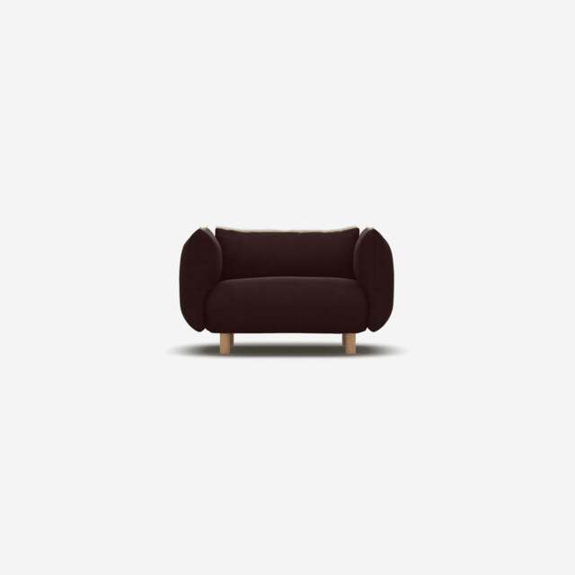 Pillow 1.5 Seater Sofa - Dark Brown Velvet - image 1