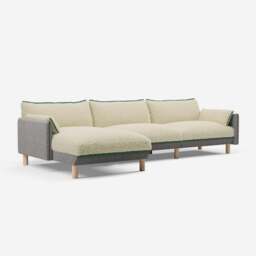 Cozy 5 Seater LH Chaise Sofa - Salt & Pepper Textured Weave - thumbnail 1
