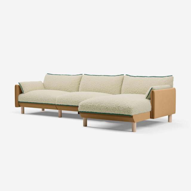Cozy 5 Seater RH Chaise Sofa - Ochre Cotton - image 1