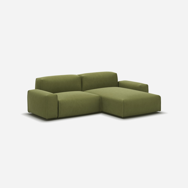 Float 3 Seater RH Chaise Sofa - Dark Green Velvet - image 1