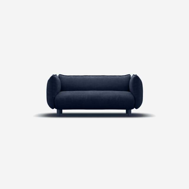 Pillow 2 Seater Sofa - Navy Cotton - image 1