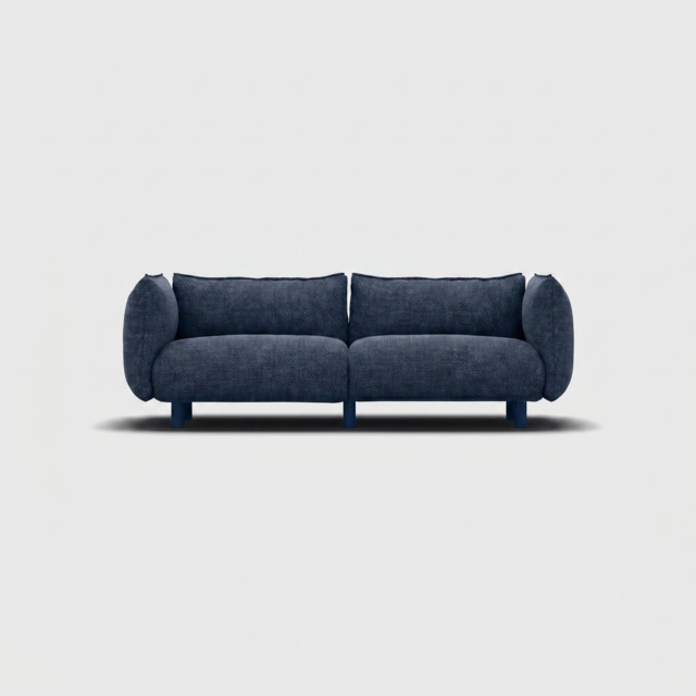 Pillow 3 Seater Sofa - Blue & Brown Textured Weave - image 1