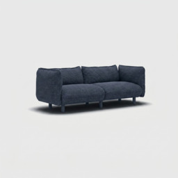 Pillow 3 Seater Sofa - Blue & Brown Textured Weave - thumbnail 3