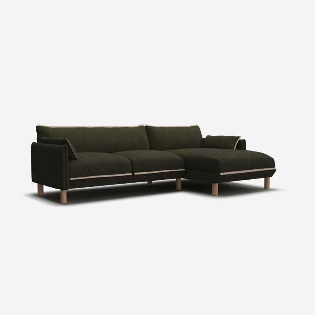 Cozy 4 Seater RH Chaise Sofa - Green Boucle II - image 1