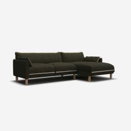 Cozy 4 Seater RH Chaise Sofa - Green Boucle II