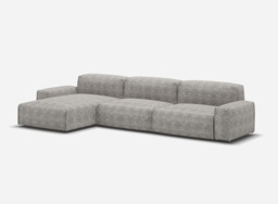 Float 5 Seater LH Chaise Sofa - Salt & Pepper Textured Weave
