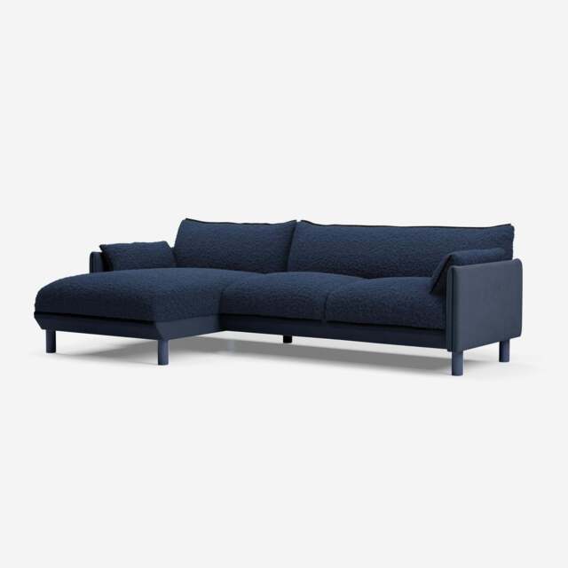 Cozy 4 Seater LH Chaise Sofa - Navy Cotton - image 1
