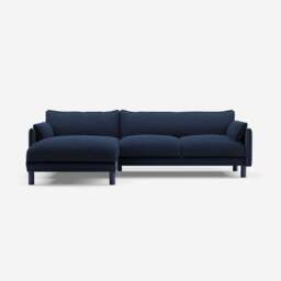 Cozy 4 Seater LH Chaise Sofa - Navy Cotton - thumbnail 3