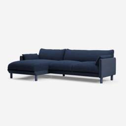 Cozy 4 Seater LH Chaise Sofa - Navy Cotton - thumbnail 1