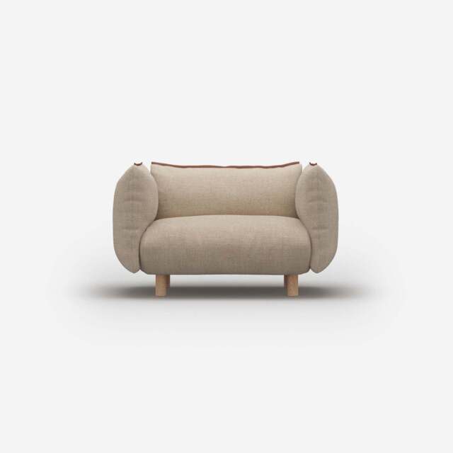 Pillow 1.5 Seater Sofa - Cream Textured Weave - image 1