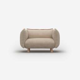 Pillow 1.5 Seater Sofa - Cream Textured Weave - thumbnail 1