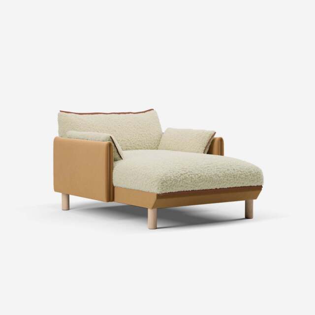 Cozy 1.5 Seater Chaise Sofa - Ochre Cotton - image 1