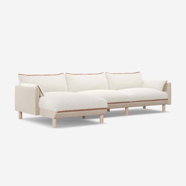 Cozy 5 Seater LH Chaise Sofa - Cream Textured Weave - image 1