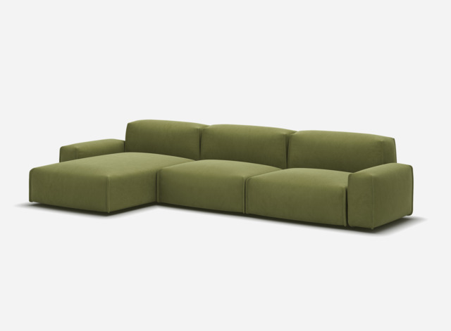 Float 5 Seater LH Chaise Sofa - Dark Green Velvet - image 1