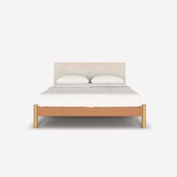 Cozy Bed - Double - Tan Vegan Leather Frame - Ecru Boucle Headboard - thumbnail 4