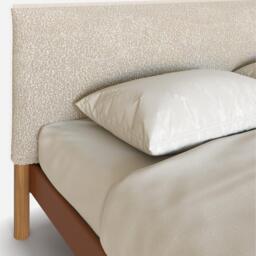 Cozy Bed - Double - Tan Vegan Leather Frame - Ecru Boucle Headboard - thumbnail 2