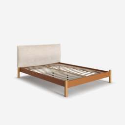 Cozy Bed - Double - Tan Vegan Leather Frame - Ecru Boucle Headboard - thumbnail 5