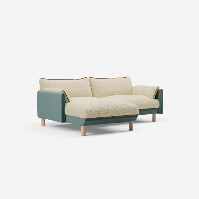 Cozy 3 Seater LH Chaise Sofa - Sage Cotton - image 1