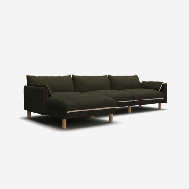 Cozy 5 Seater LH Chaise Sofa - Green Boucle II - image 1