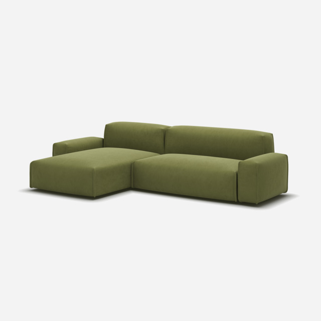 Float 4 Seater LH Chaise Sofa - Dark Green Velvet - image 1