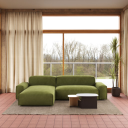 Float 4 Seater LH Chaise Sofa - Dark Green Velvet - thumbnail 2