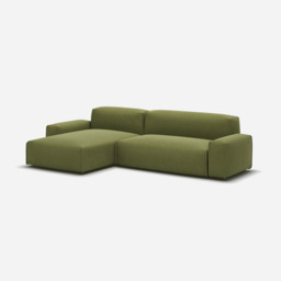 Float 4 Seater LH Chaise Sofa - Dark Green Velvet - thumbnail 1