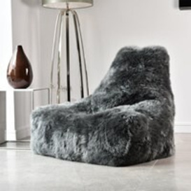 Extreme Lounging Mighty B Sheepskin Fur Indoor Bean Bag in Grey - thumbnail 2