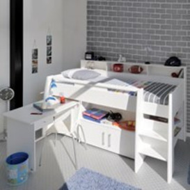 Parisot Kids Swan Mid Sleeper with Desk, Storage Cupboard and Shelving - thumbnail 2