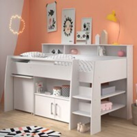 Parisot Kids Swan Mid Sleeper with Desk, Storage Cupboard and Shelving - thumbnail 1