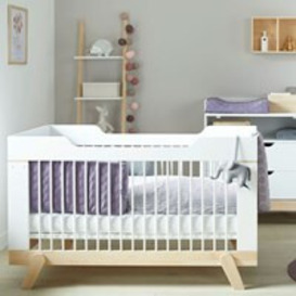 Lifetime Luxury Baby Cot Bed in White & Birch - thumbnail 1