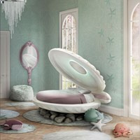 Little Mermaid Shell Bed in Rainbow Finish - image 1