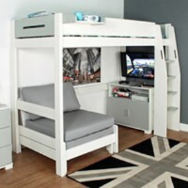 Urban Grey High Sleeper 3 Bed with Sofa Bed & 2 Door Storage Cupboard