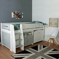 Urban Grey Midsleeper 1 Bed with Pull Out Desk, Cupboard and Chest of Drawers - image 1
