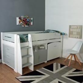Urban Grey Midsleeper 1 Bed with Pull Out Desk, Cupboard and Chest of Drawers - thumbnail 1