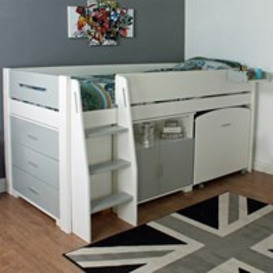 Urban Grey Midsleeper 1 Bed with Pull Out Desk, Cupboard and Chest of Drawers - thumbnail 2