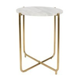 Timpa Marble Side Table in White - thumbnail 1