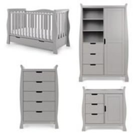 Obaby Stamford Luxe Cot Bed 4 Piece Nursery Furniture Set - - thumbnail 1